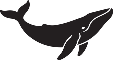 Whale Silhouette Vector, Minimalist Sea Animal Icon for Logos and Designs. black icon silhouette vector © mst