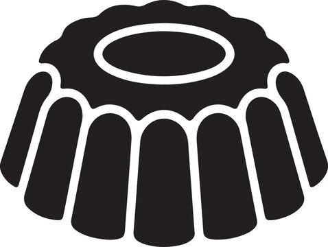 Bundt cake jelly pudding mold dessert icon symbol solid glyph vector design element sweet bakery pastry delicious glaze shape ridge treat snack holiday. black icon silhouette vector