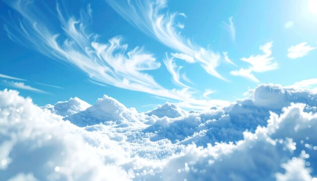 Vast Expanse of Fluffy White Clouds Under a Bright Blue Sky.