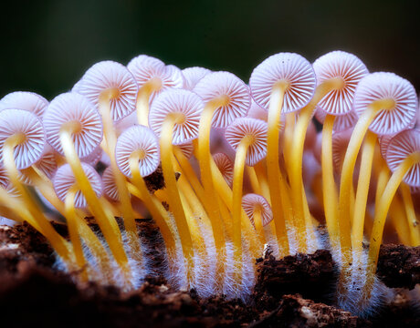 close up of a mushroom, Mycena renati, commonly known as the beautiful bonnet. Sardinia, Italy