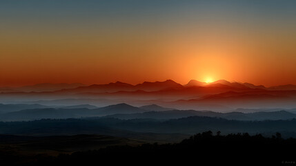 Obraz premium Minimal sunset over flat plain with warm tones 