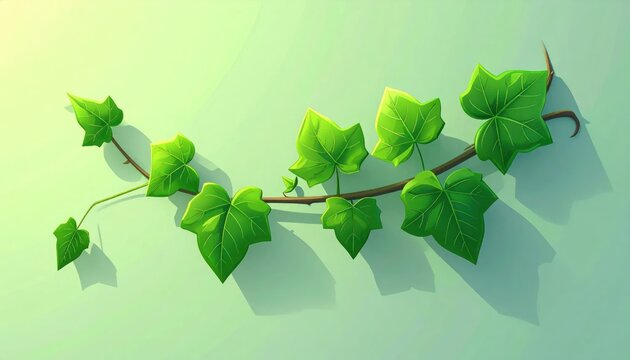 Vibrant Green Ivy Vine with Realistic Shadows on a Softly Lit Wall.