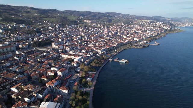 Karamursel, Kocaeli, Turkey. Karamursel is a town and district located in the province of Kocaeli. Aerial shot with drone.
