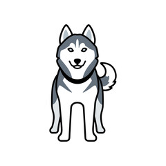 Stylized illustration of a friendly siberian husky dog with siberian domestic standing © FarukStock