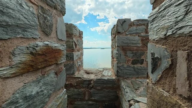 Stone archway frames ancient.  Ram Fortress, Serbia
