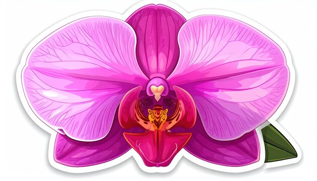 Vibrant Pink Orchid Flower Isolated on White Background.
