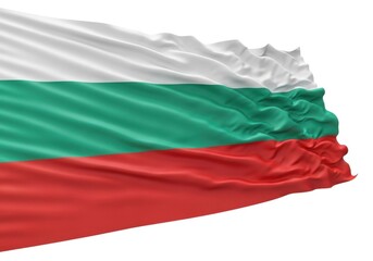 Obraz premium Bulgarian flag waving in the wind, a tricolor flag with white, green and red horizontal stripes