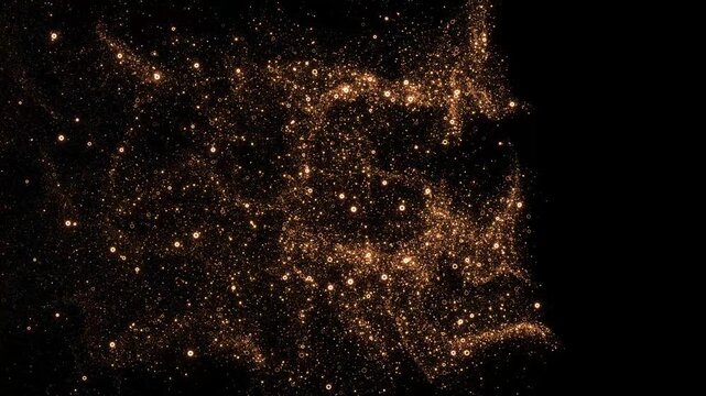 Golden Glitter Light trail Sparkling star dust trail spiral particle effect animation. dust luxury particles raising. Stars Glittering particle Confetti wave. Sparkling magic Christmas light effect.