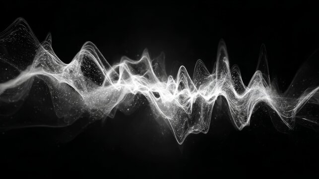 Elegant White Sound Wave Visualization on Black Background &mdash; Abstract Audio Spectrum Illustration