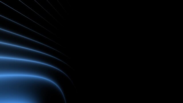 Abstract blue light trails animation on black background.