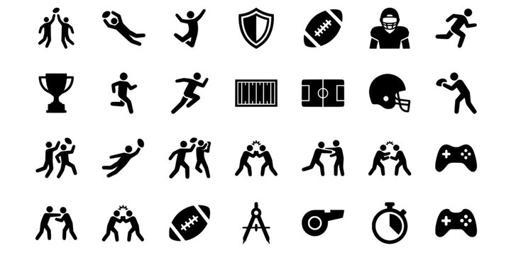 Contested Catch Interception American Football Silhouette