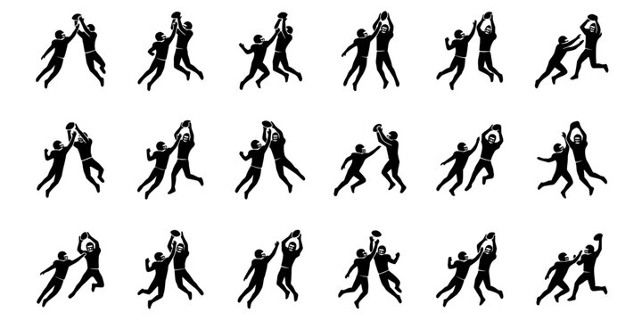 Contested Catch Interception American Football Silhouette