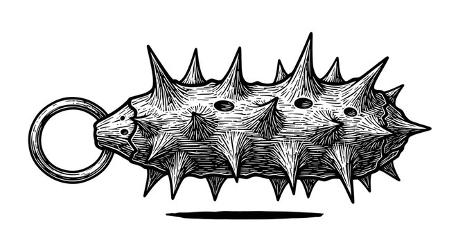 Vector Pinocut A detailed illustration of a medieval weapon, spiked mace.