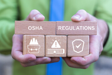 Concept of OSHA regulations. OSHA stands for Occupational Safety and Health Administration. © wladimir1804