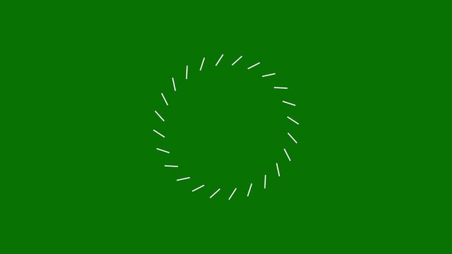 Circle fireworks explosion glowing line burst effect, seamless circular motion graphic animation, abstract energy ring ellipse blast on green background