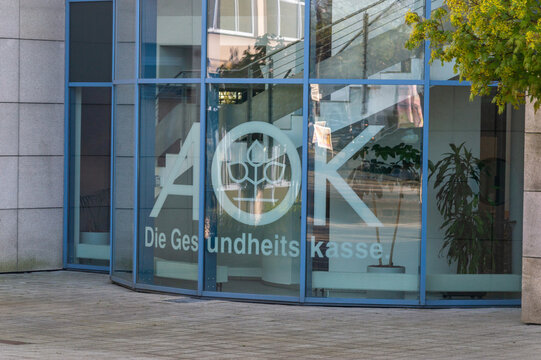 Gutersloh, Germany - April 21, 2026: Logo and sign of AOK Die Gesundheitskasse.