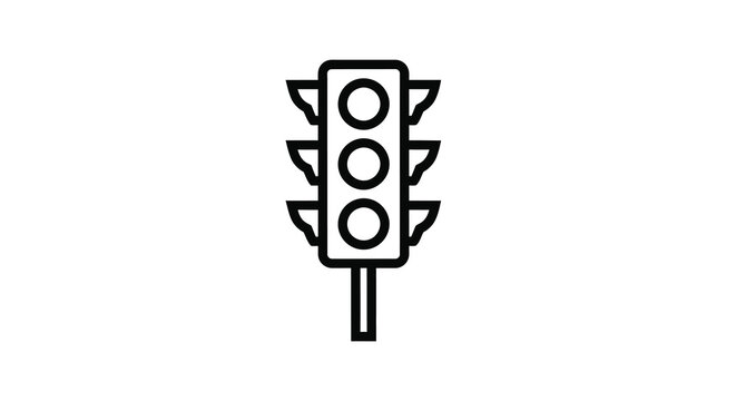 Traffic light icon black and white line drawing on white background
