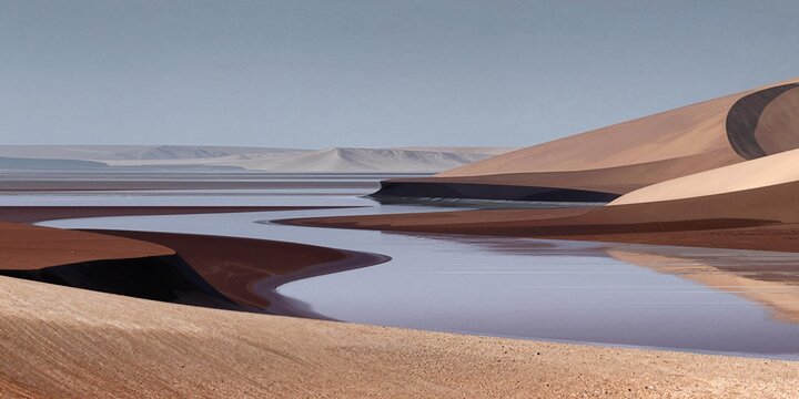 A river in the desert, minimalist vector style illustration