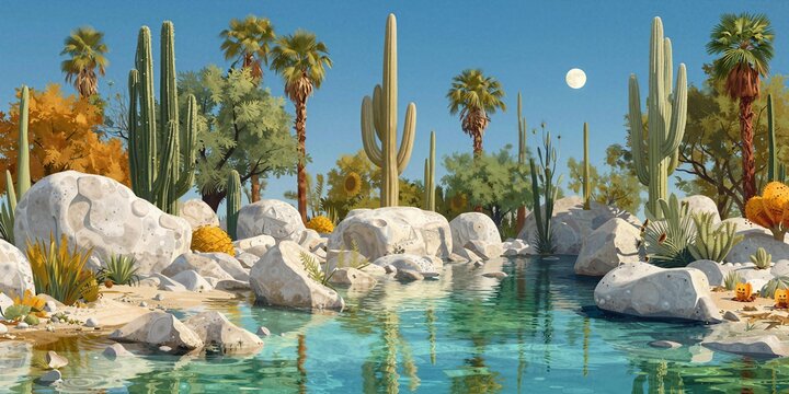 A river in the desert, minimalist vector style illustration