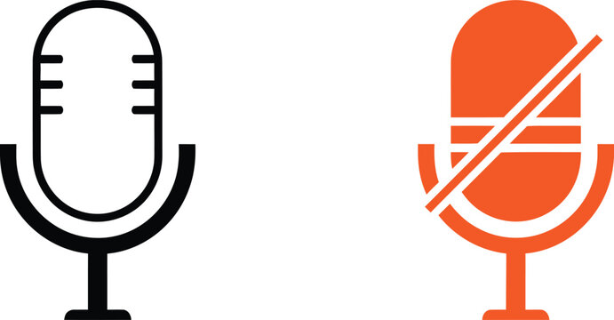 Audio mute mic icon set Vector