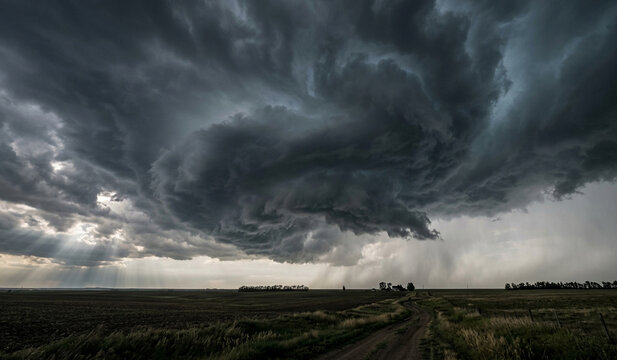 Moody gray sky filled with thick, dark storm clouds building up in the atmosphere, creating a dramatic and powerful weather scene suggesting an incoming storm.