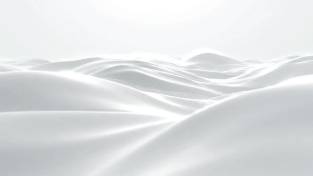 Abstract serene snow landscape with gently rolling dunes in a bright and minimalistic environment