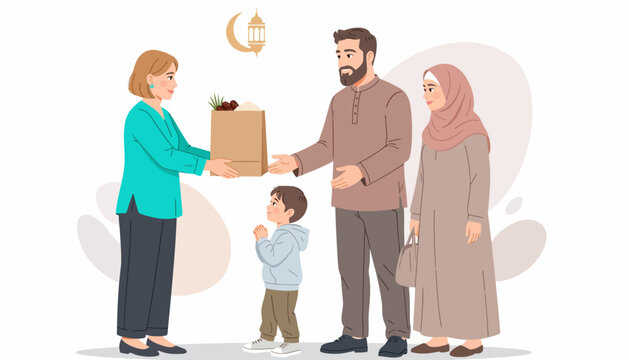 Giving Zakat for Eid Al adha Donation Food to the Poor