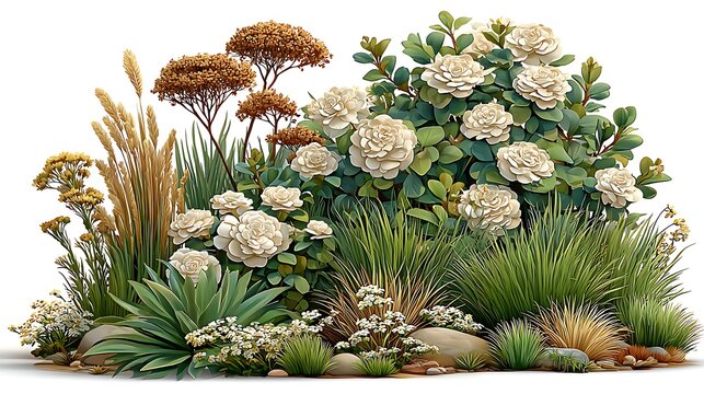 Lush greenery rock garden nature scene high resolution picture