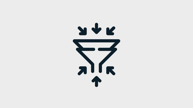Geometric funnel with inward arrows &ndash; Ideal for data collection, marketing analysis, or inventory management.