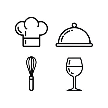 Professional Kitchen Culinary and Fine Dining Icon Set