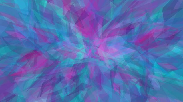 Vibrant abstract pattern with overlapping translucent shapes creating a dynamic, mesmerizing visual flow in a rich blend of sapphire, teal, and magenta hues, reminiscent of a colorful energy burst