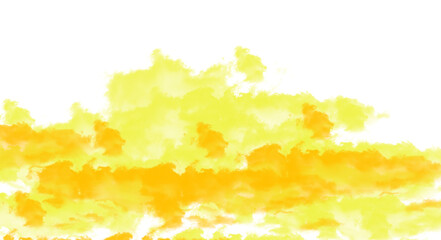 Fototapeta premium Vibrant yellow and orange cloudy sky with white clouds and sunny atmosphere beautiful natural scenery with warm colors transparent background