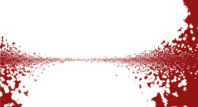 Abstract Red Particles Exploding and Dissolving on White Background