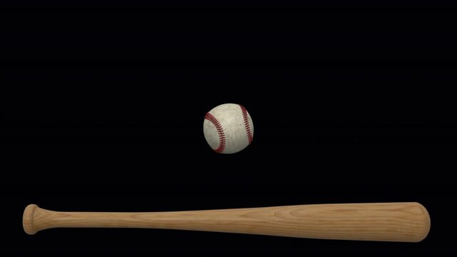 Baseball spinning above horizontal baseball bat