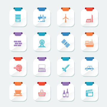 Bright Simple Business and industry icons - Vector Icon Set