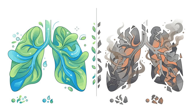 Healthy lungs versus smoker lungs comparison.