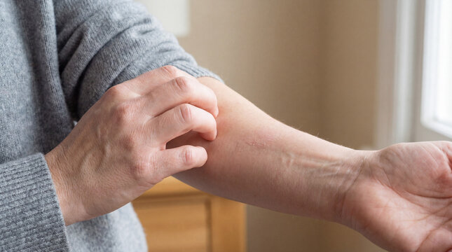 Person Scratching Forearm Due to Skin Irritation