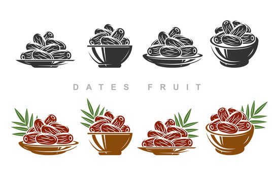 Dates fruit set. Collection icon dates fruit. Vector