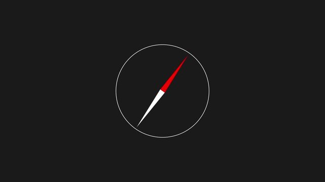 Minimalist compass needle spinning animation