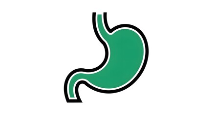 Fototapeta premium Green stylized stomach icon on white background