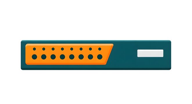 Colorful flat design network router with orange and teal accents