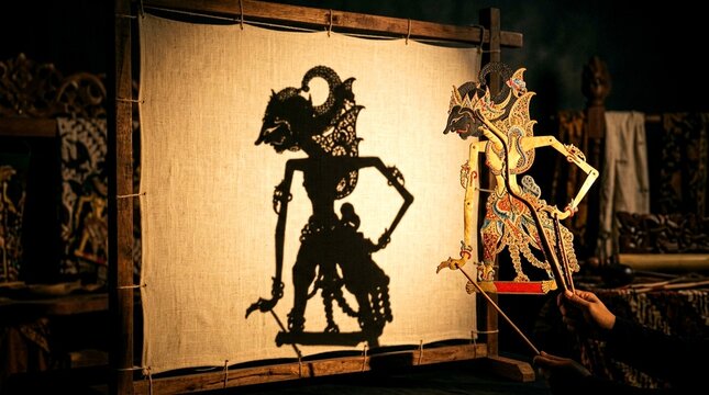 Traditional Javanese Wayang Kulit Shadow Puppet Performance