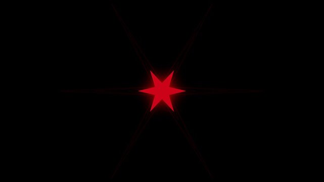 Minimalist animated red glowing pulsing star shape light effect on dark background