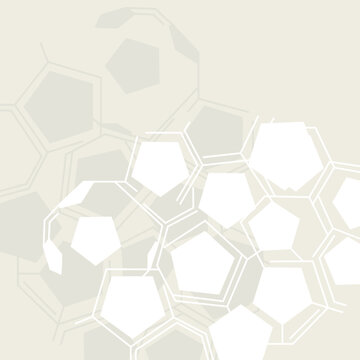 Abstract pentagon soccer ball on beige background square template have blank space.