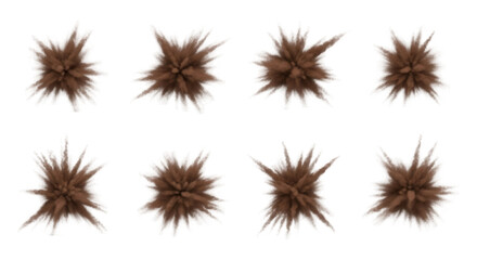 Obraz premium collection of brown powder explosions on a white background motion design and abstract concepts