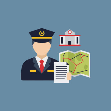 Professional train conductor in uniform.