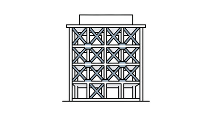 Fototapeta premium Modern Architectural Illustration of a Building with Seismic X-Bracing for Earthquake Resistance and Structural Safety