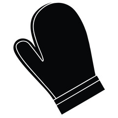 Black mitten with white lining for winter hand protection isolated on white background © Tanusree