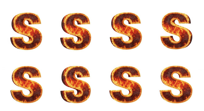 fiery s alphabets in a grid isolated on a white backdrop graphics education and creative design