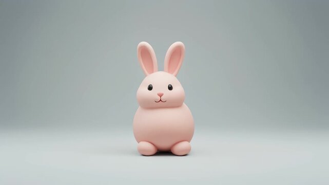 ぷっくりうさぎアイコンが弾む明るいミニマル背景アニメーション